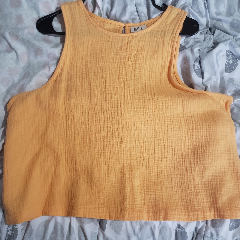 a.n.a Gold Boxy Crop Tank Top